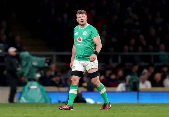 O'Mahony walking off the pitch after yellow card