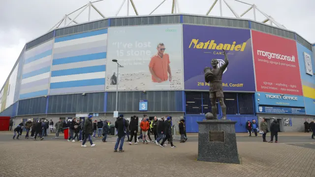 Outside the Cardiff City Stadium