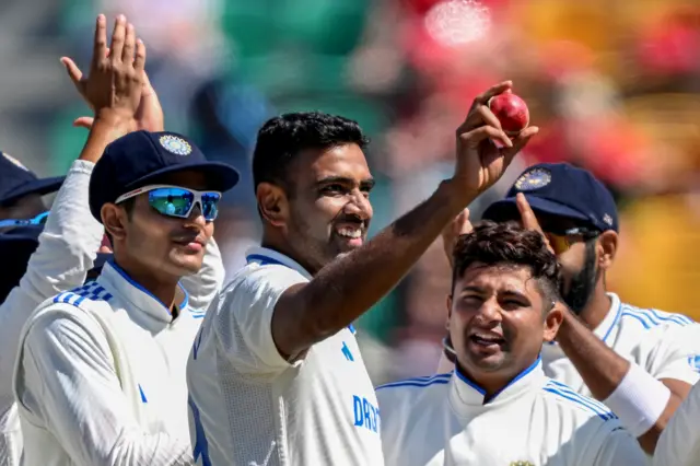 Ravichandran Ashwin celebrates his five-wicket haul in the fifth Test