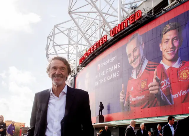 Sir Jim Ratcliffe stands outside of Old Trafford.