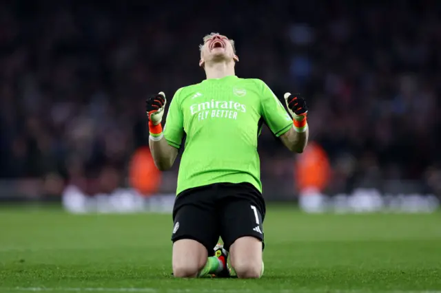 Aaron Ramsdale celebrates