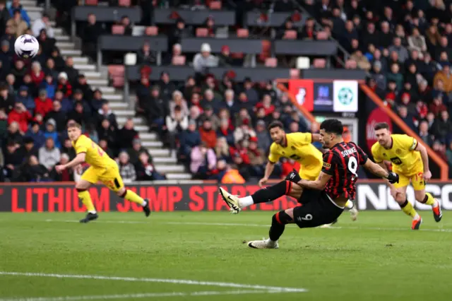 Dominic Solanke misses a penalty kick