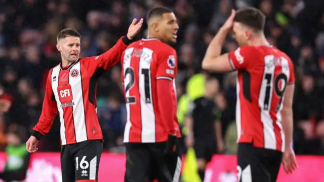 Dejected players of Sheffield United