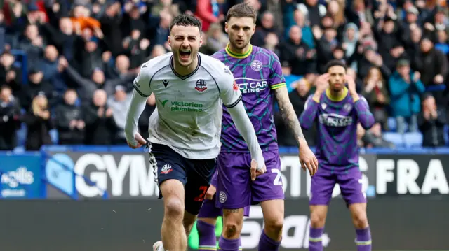 Aaron Collins completes his hat-trick for Bolton