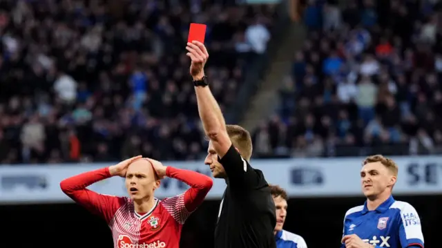 Red card shown