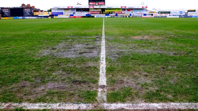 Waterlogged pitch at Mansfield