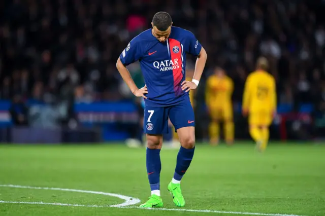 Kylian Mbappe looks dejected