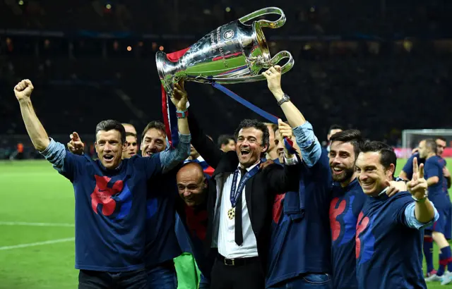 luis enrique with champions league trophy