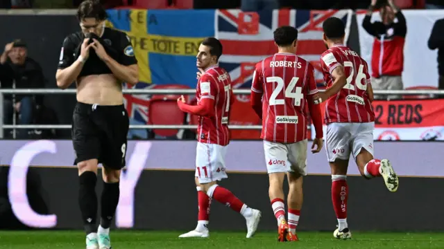 Bristol City celebrate scoring