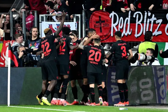 Bayer Leverkusen celebrate