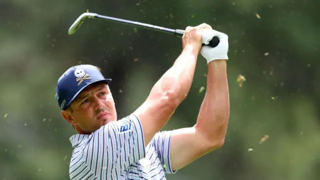 Bryson DeChambeau hits a shot at the 2024 Masters