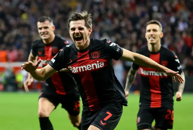 Jonas Hofmann celebrates scoring against West Ham