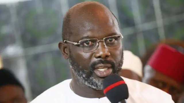 Liberian president elect George Weah speaks during an intercessory prayer service at the central mosques in Monrovia, as part of events marking the official inauguration ceremony of Liberia"s president elect, George Weah in Monrovia, Liberia, 19 January 2018