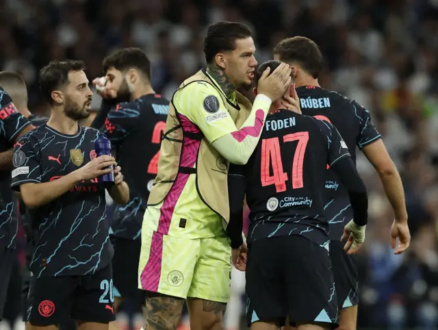 Ederson before Manchester City's game at Real Madrid