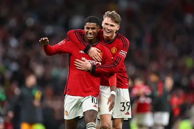 Marcus Rashford and Scott McTominay of Manchester United celebrating