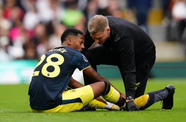 Newcastle's Joe Willock receives treatment