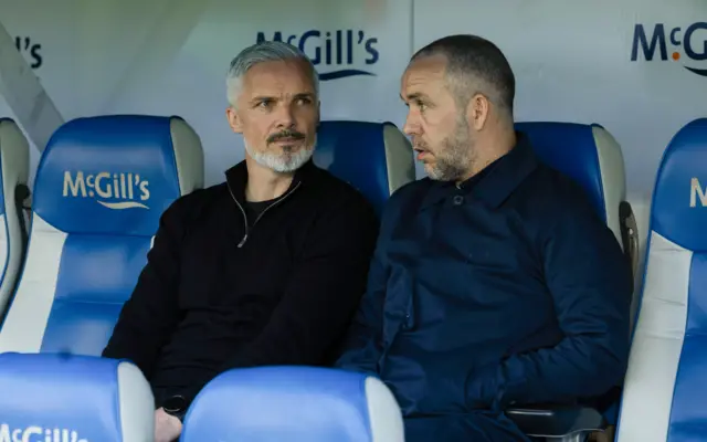 Jim Goodwin and Dougie Imrie in the dug out at Cappielow