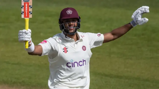 Emilio Gay celebrates scoring double century