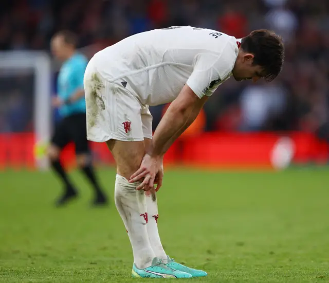 Maguire rests on his haunches at full time