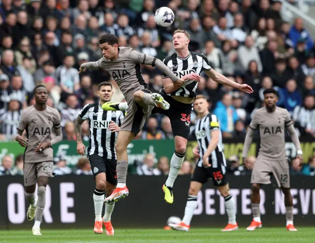 Brennan Johnson in action with Newcastle United's Sean Longstaff.