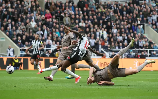 Newcastle United's Alexander Isak scores their first goal