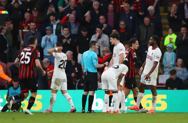 Maguire reacts after he is penalised with a penalty