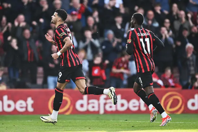 Dominic Solanke of AFC Bournemouth celebrates