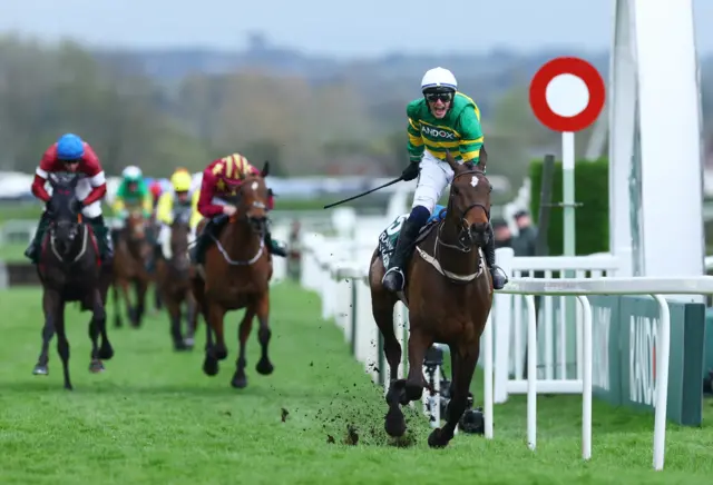 I Am Maximus and jockey Paul Townend cross the line to win the 2024 Grand National