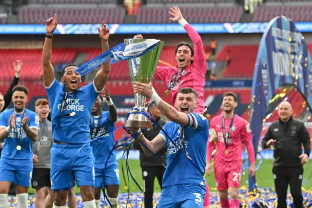 Peterborough celebrate winning EFL Trophy