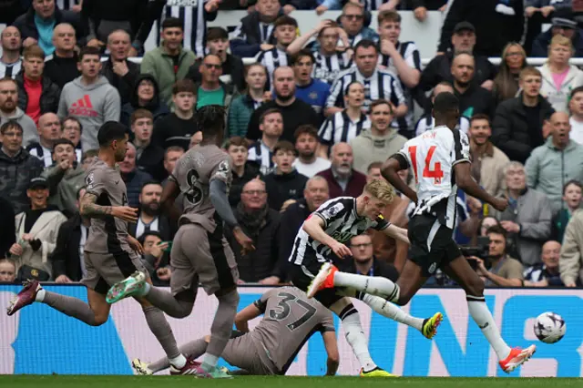 Newcastle United's Anthony Gordon scores their second goal