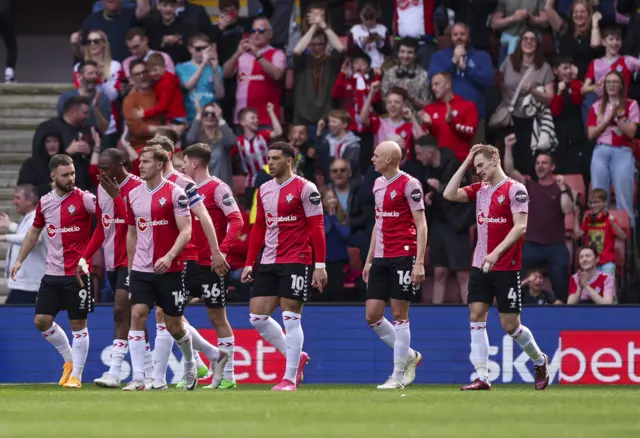 Southampton celebrate taking the lead against Watford