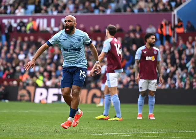 Bryan Mbeumo of Brentford celebrates scoring