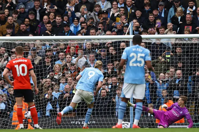 Erling Haaland scores from the penalty spot