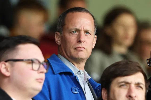 ormer Netflix Vice President and potential Motherwell Investor Erik Barmack  watches on during a cinch Premiership match between Motherwell and Hibernian at Fir Park