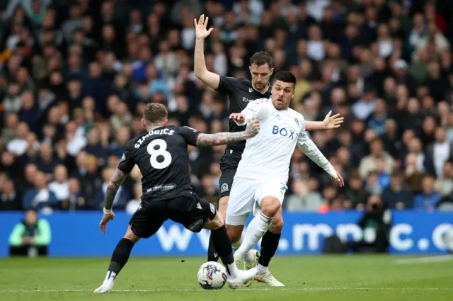 Leeds' Joel Piroe in action against Blackburn