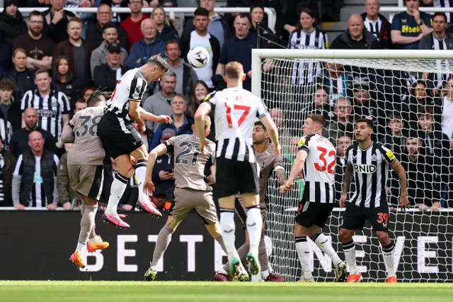 Fabian Schar scores a header