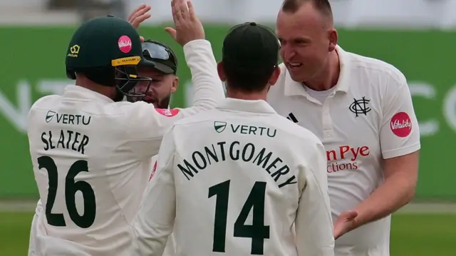 Luke Fletcher celebrates taking wicket