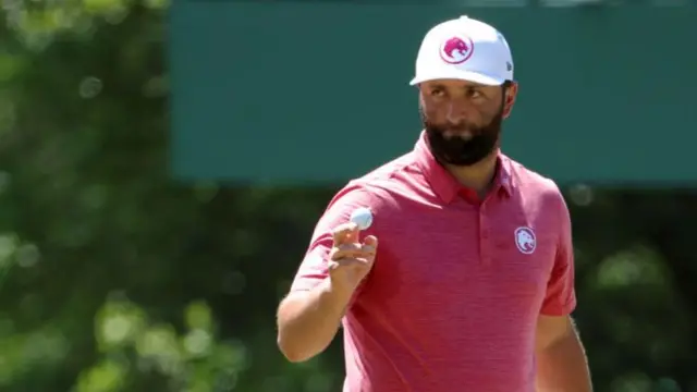 Jon Rahm acknowledges the Masters patrons