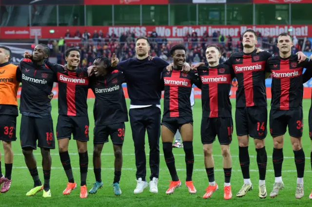 Bayer Leverkusen celebrate