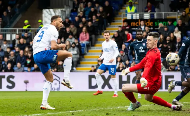 Ross Laidlaw has produced four big saves in the first half to keep the deficit to one