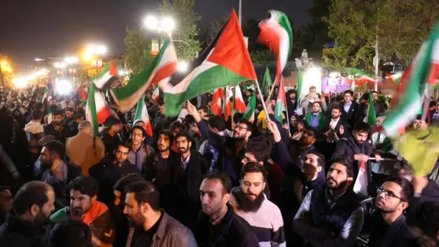 Iranian demonstrators attend an anti-Israeli gathering