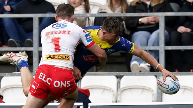 Matty Ashton scores against St Helens