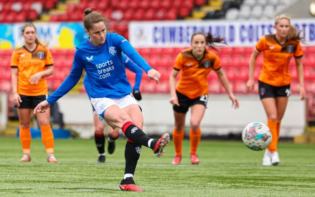 Rio Hardy taking penalty for Rangers