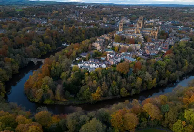 Aerial view of Durham