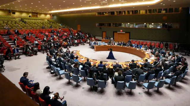 Members of the United Nations Security Council gather for an emergency meeting