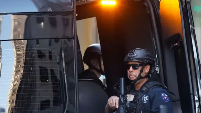 Armed police escorted the former president to court from his apartment in Trump Tower