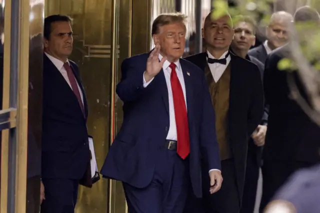 Trump departed his flat in Trump Tower at the start of the day