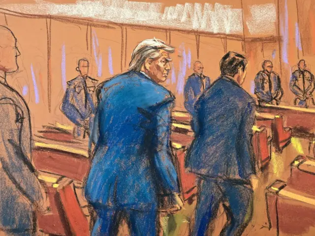 Trump in courtroom sketch