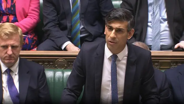 Prime Minister Rishi Sunak giving a statement to MPs in the House of Commons, London, following the attack by Iran on Israel. Picture date: Monday April 15, 2024