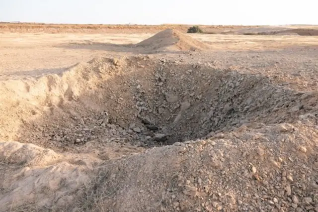 A crater near the Nevatim airbase